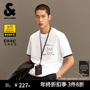 春短袖 杰克琼斯男装 T恤上衣舒适清爽精致刺绣罗纹圆领 BSQ联名