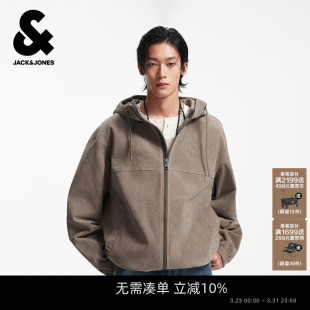 百搭外套潮 连帽皮衣夹克2026年潮流经典 杰克琼斯男装 士生男生春季