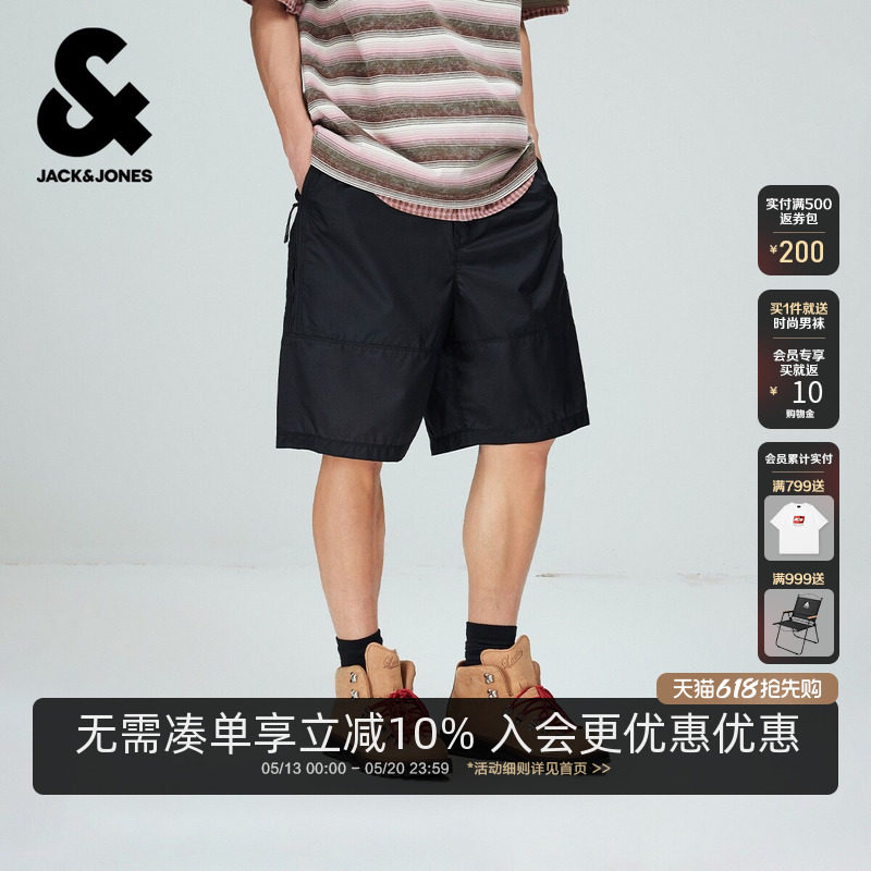 杰克琼斯男装短裤裤子宽松精致logo胶印时尚百搭舒适亲肤透气潮流