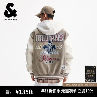 可拆卸连帽棉服复古运动风外套 春季 杰克琼斯NBA联名款 鹈鹕队男装