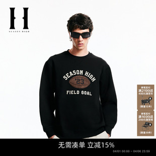 百搭略宽松长袖 SEASON 上衣 时尚 圆领卫衣舒适潮个性 HIGH春季 男装