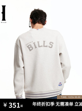 SEASON HIGH男装NFL联名款比尔队春季新款宽松复古圆领套头卫衣