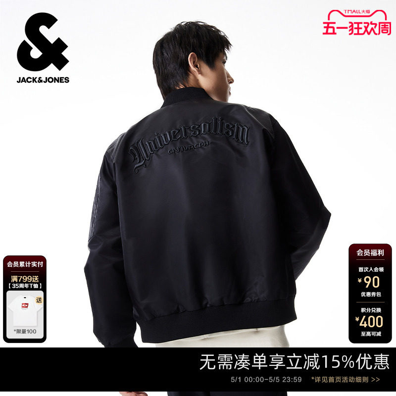 杰克琼斯男装士飞行员夹克25年休闲复古棒球服外套短款上衣服秋季