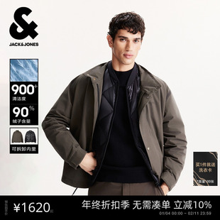 杰克琼斯男装春季羽绒服外套可拆卸内胆字母印胶立领领型休闲宽松