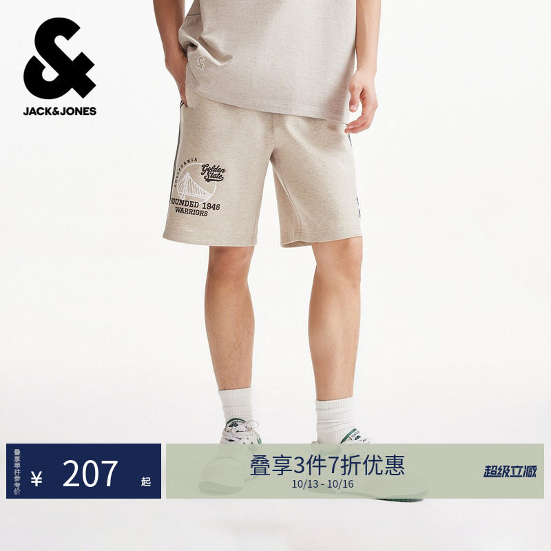 【NBA联名勇士队】杰克琼斯男装夏季短裤侧面条纹撞色22629F010潮