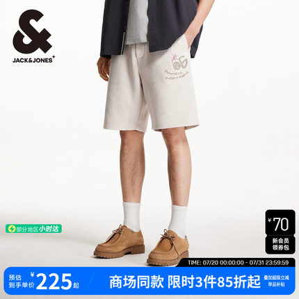 杰克琼斯男装字母潮流时尚简约休闲运动百搭宽松短裤子2025年夏