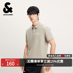 杰克琼斯男装夏季新款图案刺绣常规款休闲日常百搭翻领polo衫短袖
