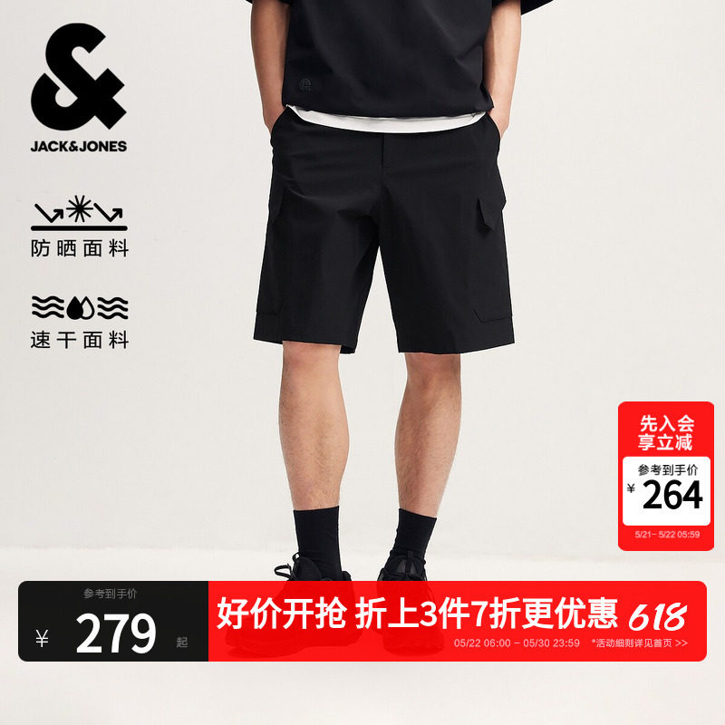 [防晒速干]杰克琼斯男装夏五分工装短裤休闲户外外穿宽松口袋百搭