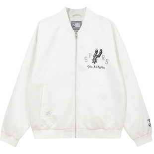 杰克琼斯男装春夏季25年NBA联名马刺队篮球胶印棒球领夹克外套款