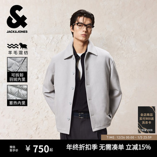 羽绒服假两件拆卸内里发热内里宽松落肩外套 新款 杰克琼斯男装 冬季