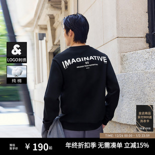 纯棉印花长袖 新款 情侣刺绣卫衣外套字母圆领 25年秋季 杰克琼斯男装