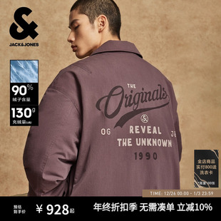 百搭长袖 羽绒服翻领肌理感字母胶印宽松时尚 外套 冬季 杰克琼斯男装