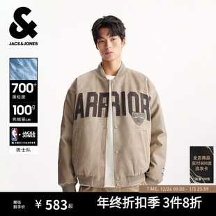 NBA联名短款 杰克琼斯男装 麂皮保暖棒球外套男 轻暖颜值羽绒服