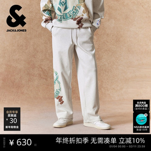 【NBA联名款雄鹿队】杰克琼斯春季男装卫裤长裤子印花装饰宽松