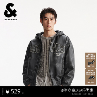 型连帽设计拉链字母印花设计 节棉服外套宽松版 杰克琼斯男装 春季