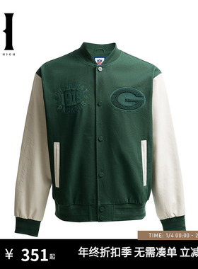 杰克琼斯秋季新款NFL联名宽松舒适字母刺绣棒球领夹克男装衣服潮