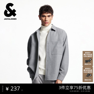 外套略宽松尖领时尚 杰克琼斯男装 长袖 衬衫 潮流百搭休闲上衣 春季