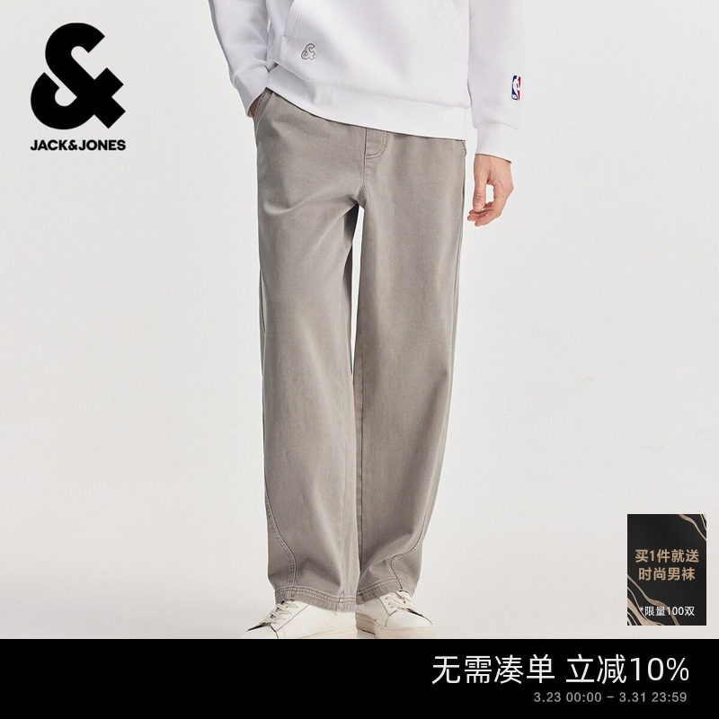 杰克琼斯男装春季休闲裤长裤子夏薄款男柔软舒适纯色简约休闲时尚