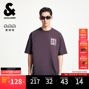 T恤上衣男装 杰克琼斯秋季 饰短袖 潮流纯棉面料宽松圆领刺绣装 新款