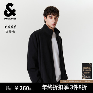 杰克琼斯外套男款 秋百搭抗静电摇粒绒夹克宽松保暖摇粒绒上衣男装