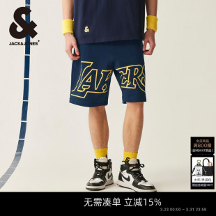 子春季 休闲潮男短裤 篮球男装 杰克琼斯NBA联名湖人队运动印花短裤