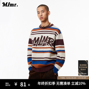 情侣同款 MLMR男装 毛衣圆领针织衫 新胶囊系列条纹撞色个性 秋冬 新款