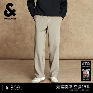【衣启赢运】杰克琼斯男装简约休闲裤秋冬季刺绣阔腿裤长裤子男款