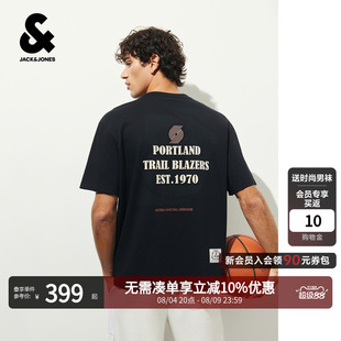 [复古DNA T]杰克琼斯NBA开拓者队男装夏季T恤略宽松圆领日常短袖