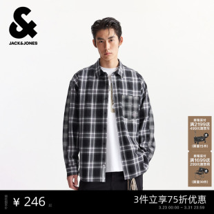 百搭舒适中性简约宽松纽扣门襟长袖 杰克琼斯男装 衬衫 新款 上衣 春季