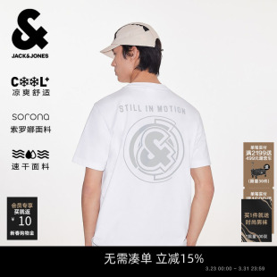 凉感速干 打底衫 杰克琼斯男装 反光印花纯色T恤短袖 情侣 夏新款