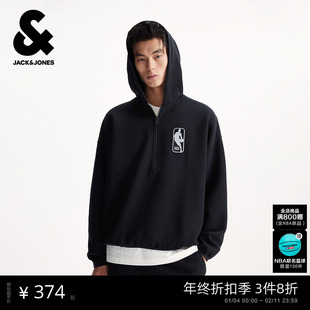 杰克琼斯秋季男装宽松版型连帽卫衣上衣NBA联名时尚潮流男款
