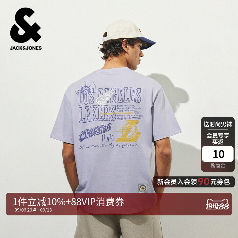 杰克琼斯湖人队刺绣夏季男T恤图片