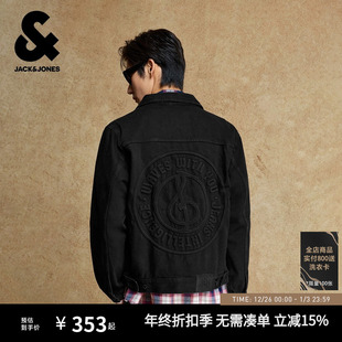 复古上衣外套男装 杰克琼斯水洗牛仔夹克男士 钢印宽松短款 新款 秋季