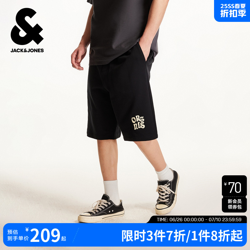 杰克琼斯25年男士休闲卫短裤夏季新款宽松潮流运动七八分裤子男装