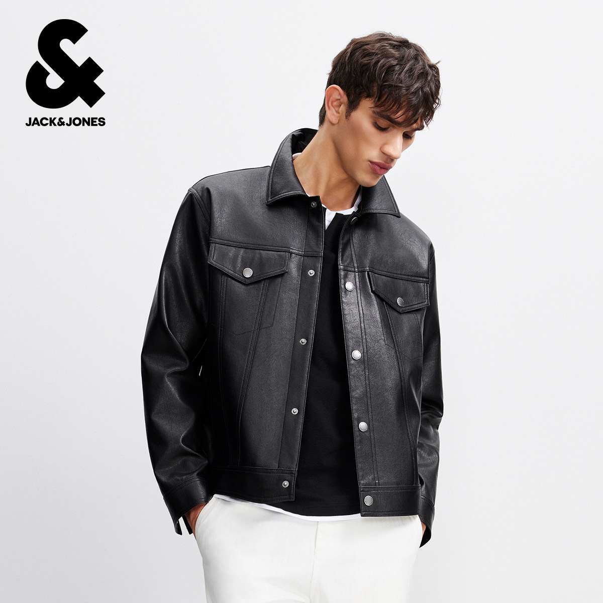 【美式卡车PU夹克】杰克琼斯外套男款春季2026年新款翻领上衣男装