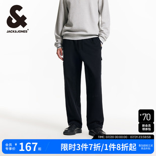 饰裤 男裤 杰克琼斯纯棉舒适字母刺绣装 子简约卫裤 2024年秋 长裤 男装