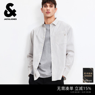 条纹衬衫 长袖 男款 新款 衬衣宽松外套上衣男装 杰克琼斯26年春季