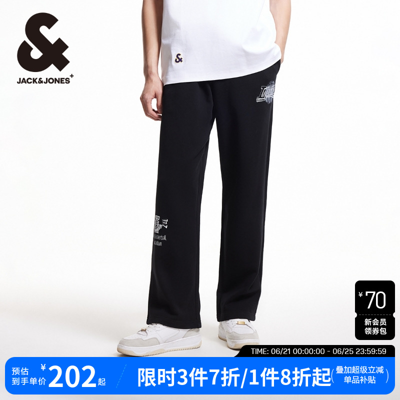 杰克琼斯男装新品NBA卫裤纯棉休闲篮球直筒休闲裤男裤子2025年夏