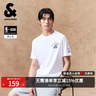 【NBA联名湖人队】杰克琼斯男装短袖T恤印花舒适百搭潮纯棉合体潮