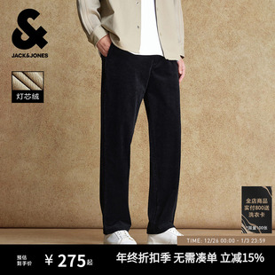 秋冬季 子男装 长裤 男款 宽松字母肌理灯芯绒休闲裤 杰克琼斯新款