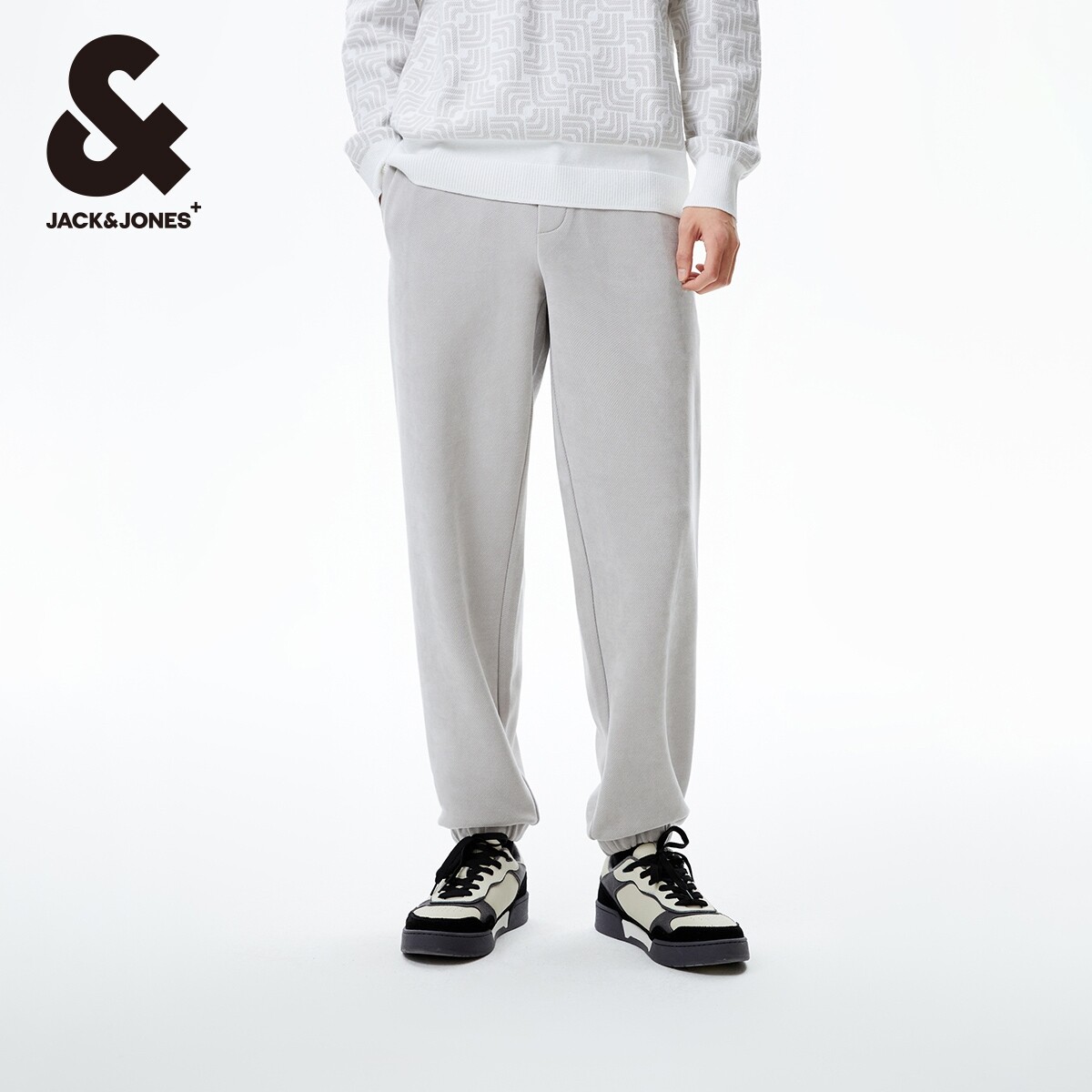 杰克琼斯冬季新款潮流舒适抽绳松紧腰头宽松束脚裤休闲卫裤男装