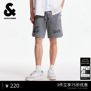 运动百搭裤 杰克琼斯NBA联名春季 湖人队字母刺绣潮时尚 短裤 子 男装