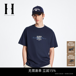 SEASON NFL联名男装 T恤圆领短袖 尚舒适纯棉宽松刺绣上衣 HIGH春季