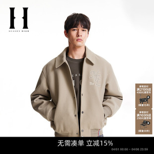 宽松罗纹字母刺绣装 SEASON HIGH春季 新款 潮流夹克外套 饰舒适时尚