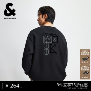 刺绣圆领宽松长袖 新款 上衣225433088 卫衣春季 杰克琼斯BSQ联名男装