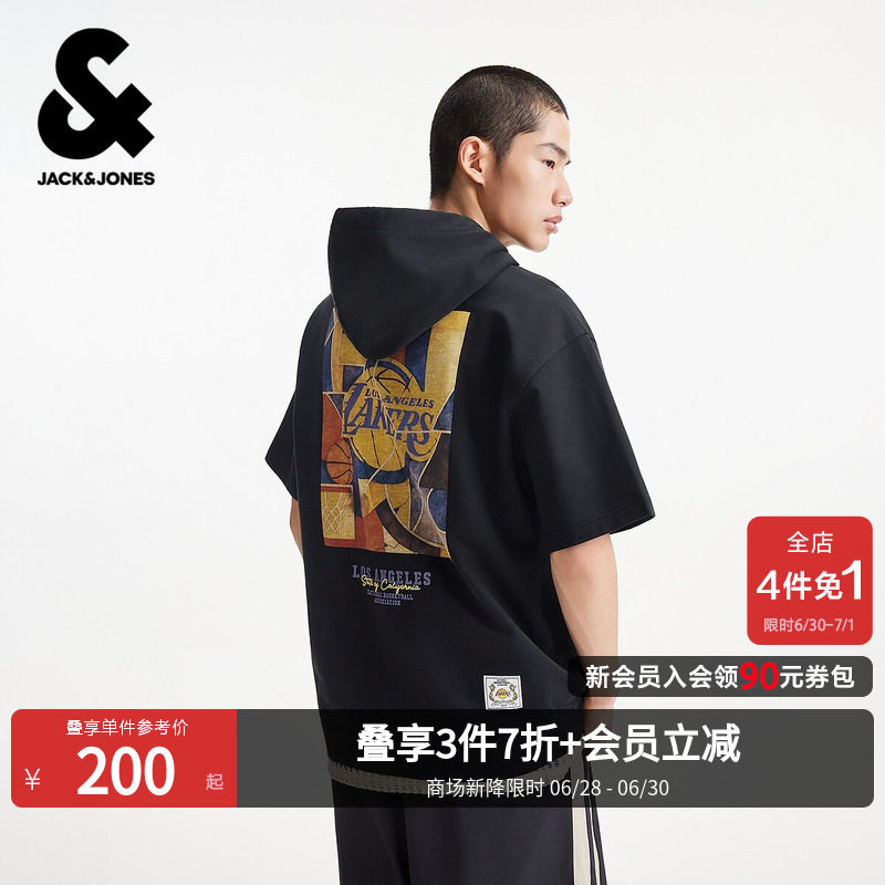 【NBA联名湖人队】杰克琼斯男装春短袖T恤上衣装饰微阔226101008 - 实物图