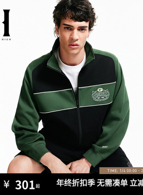 SEASON HIGH男生NFL联名秋冬拼色夹克2025年新款立领长袖简约外套