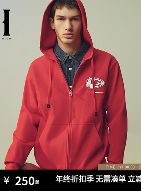 SEASON HIGH秋冬NFL联名堪萨斯城酋长队字母刺绣舒适连帽卫衣男装