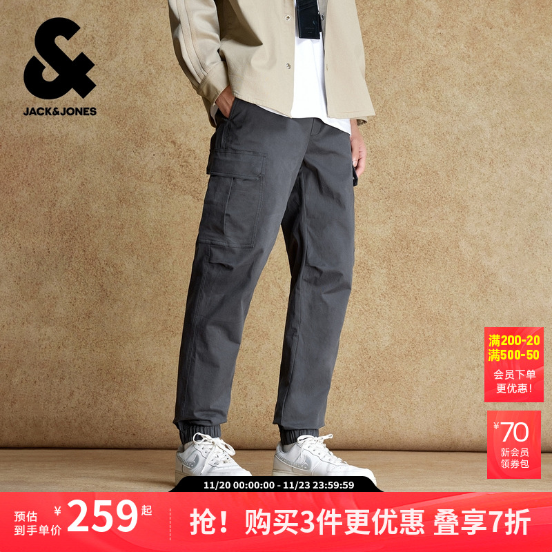 杰克琼斯男装秋季新款休闲裤多口袋合体束脚工装裤男款男士长裤子