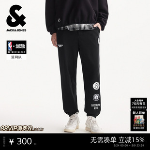 杰克琼斯NBA篮网球队联名秋季新款男装休闲裤束脚运动长卫裤子男